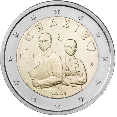 Italy 2021 euro coin - 2021,, coin,
